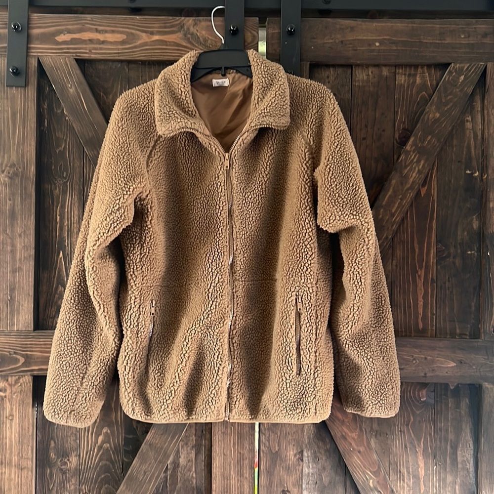 J Galt Fleece Sherpa Lined Full Zip Jacket Sz- Large